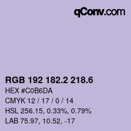 カラーコード: RGB 192 182.2 218.6 | qconv.com