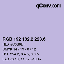 カラーコード: RGB 192 182.2 223.6 | qconv.com