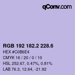 カラーコード: RGB 192 182.2 228.6 | qconv.com