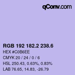 カラーコード: RGB 192 182.2 238.6 | qconv.com