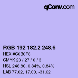 カラーコード: RGB 192 182.2 248.6 | qconv.com