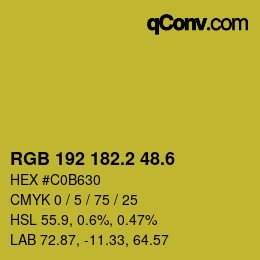 カラーコード: RGB 192 182.2 48.6 | qconv.com