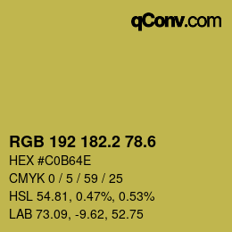 カラーコード: RGB 192 182.2 78.6 | qconv.com