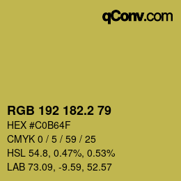 Color code: RGB 192 182.2 79 | qconv.com