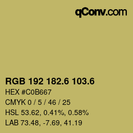 カラーコード: RGB 192 182.6 103.6 | qconv.com