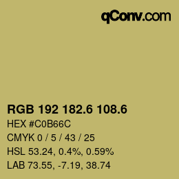 カラーコード: RGB 192 182.6 108.6 | qconv.com