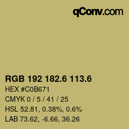 カラーコード: RGB 192 182.6 113.6 | qconv.com
