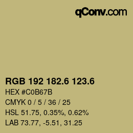 カラーコード: RGB 192 182.6 123.6 | qconv.com