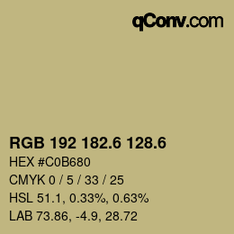 カラーコード: RGB 192 182.6 128.6 | qconv.com
