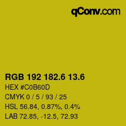 カラーコード: RGB 192 182.6 13.6 | qconv.com