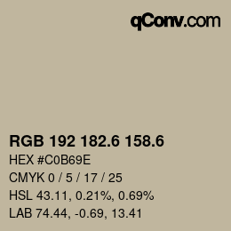 カラーコード: RGB 192 182.6 158.6 | qconv.com