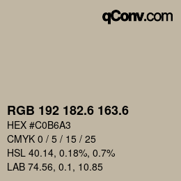 カラーコード: RGB 192 182.6 163.6 | qconv.com