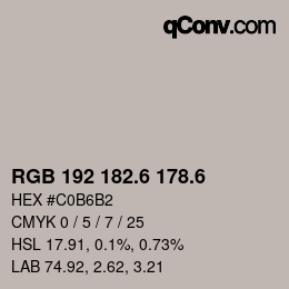 カラーコード: RGB 192 182.6 178.6 | qconv.com