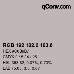 カラーコード: RGB 192 182.6 183.6 | qconv.com