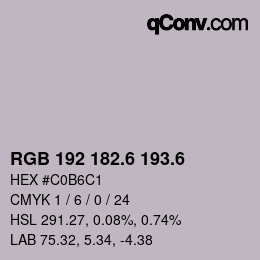 カラーコード: RGB 192 182.6 193.6 | qconv.com