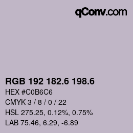 カラーコード: RGB 192 182.6 198.6 | qconv.com