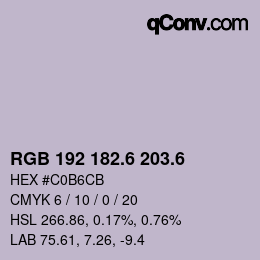 カラーコード: RGB 192 182.6 203.6 | qconv.com