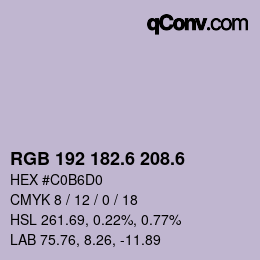 カラーコード: RGB 192 182.6 208.6 | qconv.com