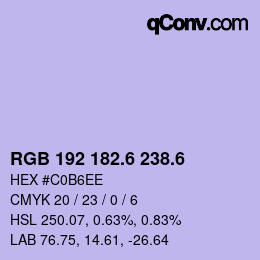 カラーコード: RGB 192 182.6 238.6 | qconv.com