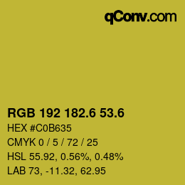 カラーコード: RGB 192 182.6 53.6 | qconv.com
