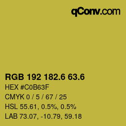 カラーコード: RGB 192 182.6 63.6 | qconv.com