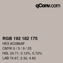 Color code: RGB 192 182 175 | qconv.com