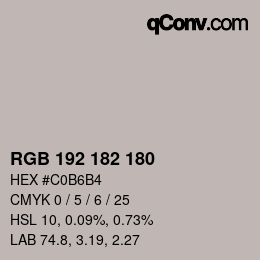 Color code: RGB 192 182 180 | qconv.com