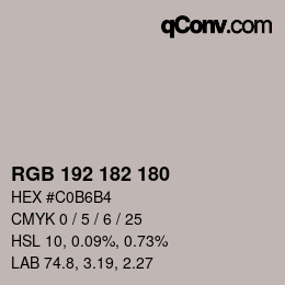 Code couleur: RGB 192 182 180 | qconv.com