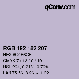 Color code: RGB 192 182 207 | qconv.com
