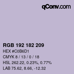 Color code: RGB 192 182 209 | qconv.com