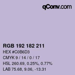 Color code: RGB 192 182 211 | qconv.com