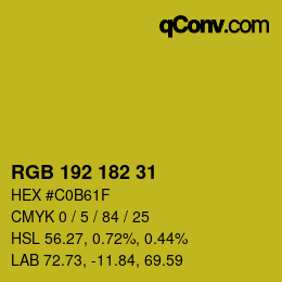 Color code: RGB 192 182 31 | qconv.com