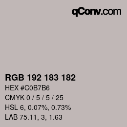 Color code: RGB 192 183 182 | qconv.com