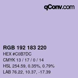 Color code: RGB 192 183 220 | qconv.com