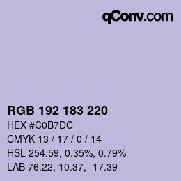 颜色代码: RGB 192 183 220 | qconv.com