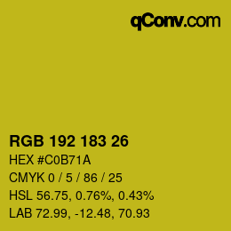 カラーコード: RGB 192 183 26 | qconv.com