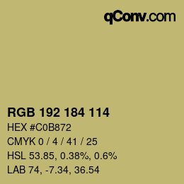 Color code: RGB 192 184 114 | qconv.com