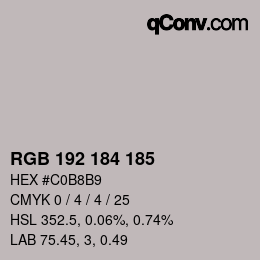 Color code: RGB 192 184 185 | qconv.com