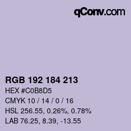 Color code: RGB 192 184 213 | qconv.com