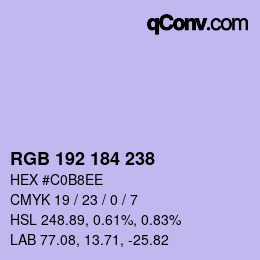 Color code: RGB 192 184 238 | qconv.com