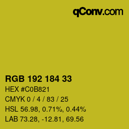 Color code: RGB 192 184 33 | qconv.com