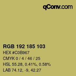 Color code: RGB 192 185 103 | qconv.com