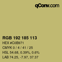 Color code: RGB 192 185 113 | qconv.com