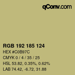 Color code: RGB 192 185 124 | qconv.com