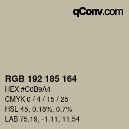 Color code: RGB 192 185 164 | qconv.com