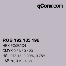 Color code: RGB 192 185 196 | qconv.com