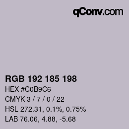 Color code: RGB 192 185 198 | qconv.com