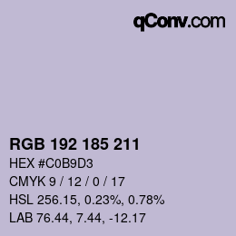 Color code: RGB 192 185 211 | qconv.com