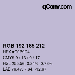 Código de color: RGB 192 185 212 | qconv.com