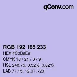 Color code: RGB 192 185 233 | qconv.com